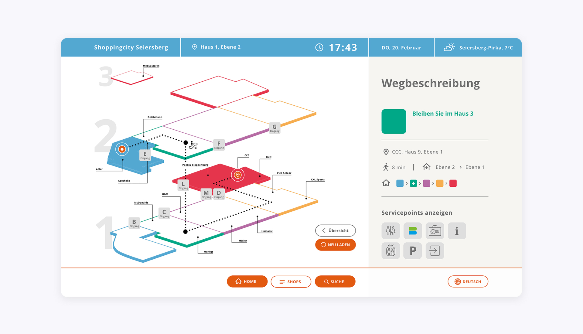 Webagentur Screen Leitsystem Shopping City Seiersberg