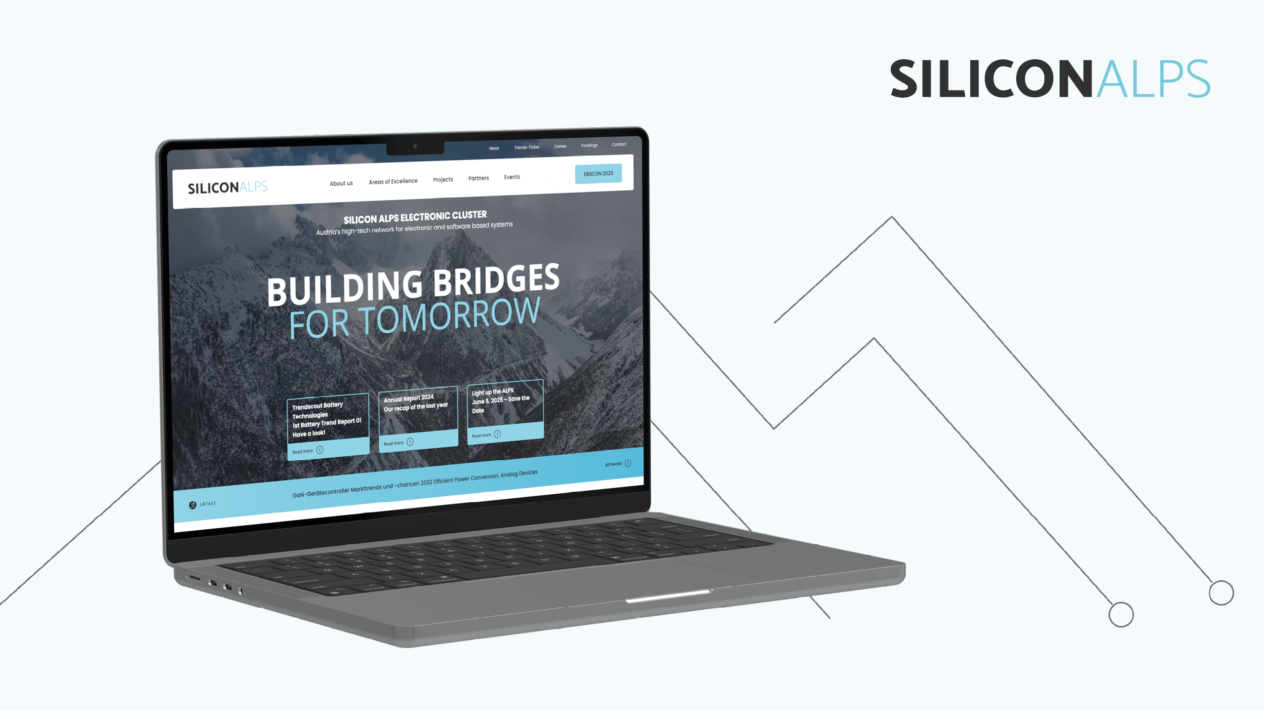 Startseite Ansicht für die neue Silicon Alps Website